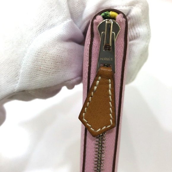 HERMES Azap Long Silk-In Zip Around Long Wallet Epsom Pink Based/SilverHardware - Picture 14 of 16